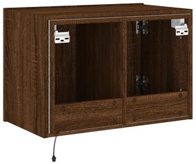 Móvel parede p/ TV c/ luzes LED 60x35x41 cm carvalho castanho