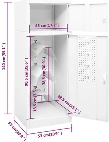 Armário para selas 53x53x140 cm aço branco