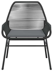 Conjunto de jantar jardim 9 peças almofadas vidro vime PE preto