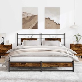 vidaXL Estrutura de cama sem colchão 180x200cm metal carvalho fumado