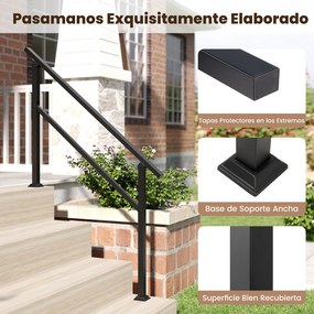 Conjunto de 2 Corrimãos Metálicos para Escadas, Ajustáveis até 42°, Preto