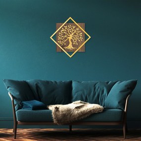 Acessório Decorativo de Parede Tree v2 – Nogueira e Dourado – 54 x 54