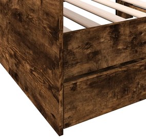 Sofá-cama com gavetas sem colchão 90x190 cm carvalho fumado