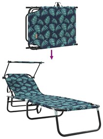 Espreguiçadeiras Dobráveis 2 pcs com Padrão de Folhas 600D Tecido Oxfo