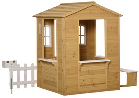 para crianças a cima de 3 anos casa para brincar de madeira com caixa de correio banco 210x107x140 cm para exterior interior Cor madeira natural