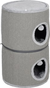 PawHut Torre para gato modular tonel arranhador para gato com zíper separável 3 níveis duas bolas Ø 42 x 69H cm cinza | Aosom Portugal