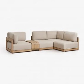 Sofá Modular De Canto Para Jardim De 4 Peças E Mesa Auxiliar Em Madeira De Acácia Brivori Marrom Acácia Claro - Sklum