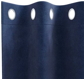 Cortinas Blackout vidaXL com Ilhós 2 pcs Veludo Azul Escuro