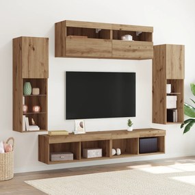 Armários de TV vidaXL com Luzes LED 2 pcs Carvalho Artesanal 80x30x30 cm