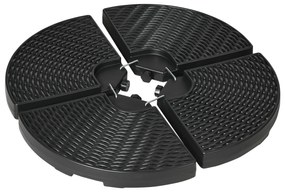 Outsunny Base para Chapéu de Sol de 4 Peças Recarregável com Areia 68 kg ou Água 52 kg para Jardim Pátio ou Terraço Preto