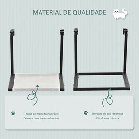 Rede para Gatos para Radiador com Gancho Ajustável Cama Suspensa de Tecido Removível Estrutura de Aço 42,5x54x34 Preto e Bege