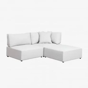 Sofá De Canto Modular De 2 Peças Com Puff Kata Tecido Creme Bege - Sklum