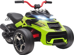 AIYAPLAY Quadricilo Elétrico para Crianças 12V com 2 Motores Velocidade até 5 km/h 3 Rodas Faróis Buzina Música 113x74x63 cm Verde | Aosom Portugal