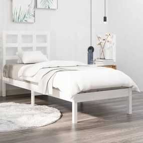 vidaXL Estrutura de cama solteiro 90x190 cm madeira maciça branco