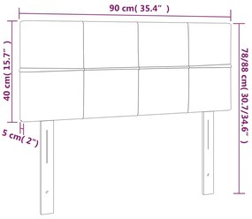 Cabeceira de cama c/ luzes LED tecido 90x5x78/88 cm cinza-claro