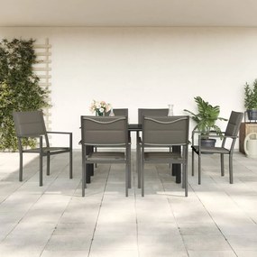 vidaXL 7 pcs conjunto de jantar para jardim aço e textilene preto