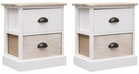 vidaXL Mesas de cabeceira 38x28x45 cm 2 pcs paulownia branco e natural