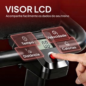 Bicicleta Estática com Resistência Magnética Regulável Ecrã LCD Volante Assento e Guiador Ajustáveis Preto