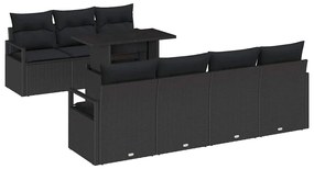Conjunto de Sofá de Jardim vidaXL de 8 Peças com Almofadas Preto Ratta