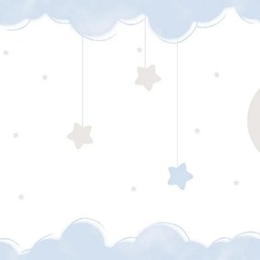 Papel Infantil LULLABY 241-1 Cenefa Fullmoon azul
