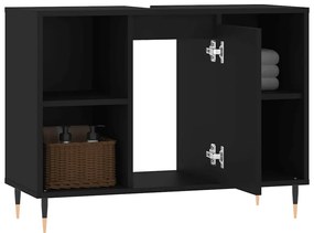 Armário de casa de banho 80x33x60 cm derivados de madeira preto