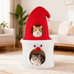 Cama para gatos com desenho de Árvore de Natal moderna e bonita 75 cm Vermelho+Branco
