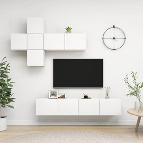 vidaXL 7 pcs conjunto de móveis de TV contraplacado branco