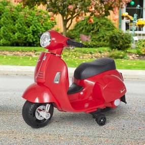Mota elétrica 6V para crianças 1,5 a 3 anos  com licença com faróis buzina e 4 rodas licenciadas 66,5x38x52 cm Vermelho