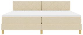 Cama Box Spring com Colchão e LED Creme 200x200 cm Tecido
