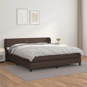 vidaXL Cama com molas/colchão 160x200 cm couro artificial castanho