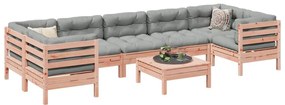 vidaXL 8 pcs conj. sofás jardim c/ almofadões madeira abeto-de-douglas