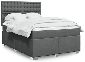 vidaXL Cama com molas/colchão 160x200 cm tecido cinzento-escuro