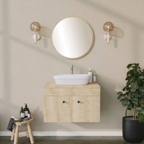 Espelho Decorativo Redondo – Bege – 60x60 cm