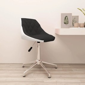 Cadeira de escritório giratória couro artificial preto e branco