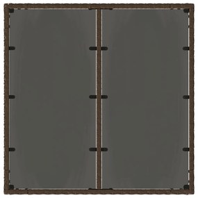 Mesa de jardim com tampo de vidro 90x90x75 cm vime PE castanho