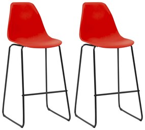 vidaXL Cadeiras de bar 2 pcs plástico vermelho