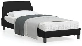 vidaXL Estrutura de cama c/ cabeceira couro artificial 80x200 cm preto