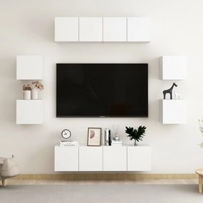 vidaXL 8 pcs conjunto de móveis de TV contraplacado branco