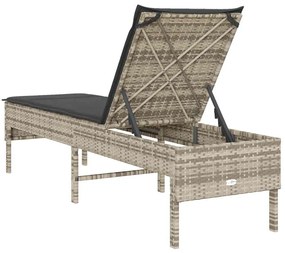 Espreguiçadeira almofadão 55x200x44cm vime PE cinzento-claro