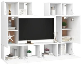 6 pcs conjunto de móveis de TV derivados de madeira branco