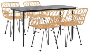 5 pcs conjunto de jantar p/ jardim vime PE