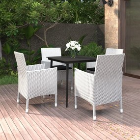 vidaXL 5 pcs conjunto de jantar p/ jardim c/almofadões vime PE e vidro