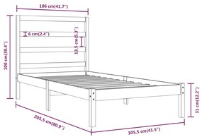 Estrutura de cama 100x200 cm madeira pinho maciço castanho mel