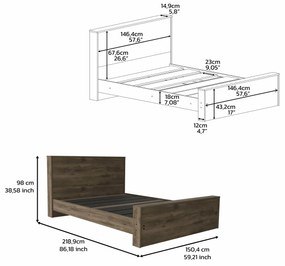 Estrutura de cama completa Galanto, 150,4cm L x 218,9cm p x 98cm A, cor café