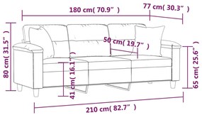 Sofá Darma - De 3 Lugares e com 2 Almofadas Decorativas - Cor Creme -