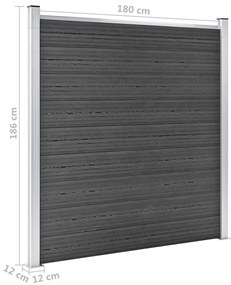 Conjunto de painel de vedação WPC 699x186 cm preto