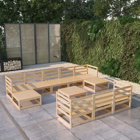 vidaXL 11 pcs conjunto lounge de jardim pinho maciço