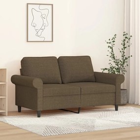 vidaXL Sofá de 2 lugares tecido 120 cm castanho