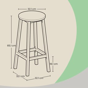 Conjunto de 2 bancos altos com 65 cm de altura com estrutura metálica preto