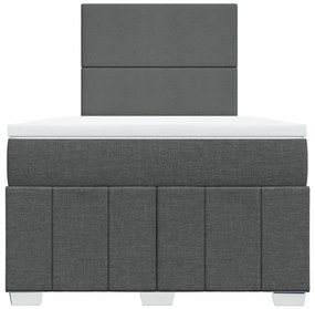 Cama boxspring com colchão 120x190 cm tecido cinzento-escuro